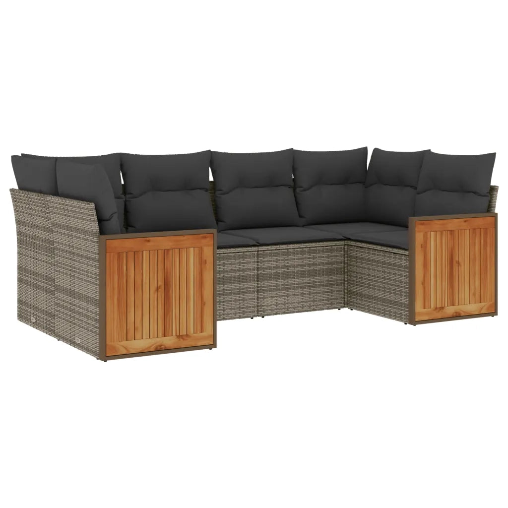 Set Divano da Giardino 6 pz con Cuscini Grigio in Polyrattan 3227943