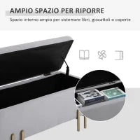Panca Contenitore Imbottita per Soggiorno e Camera da Letto, 100 x 40 x 42 cm, Grigio
