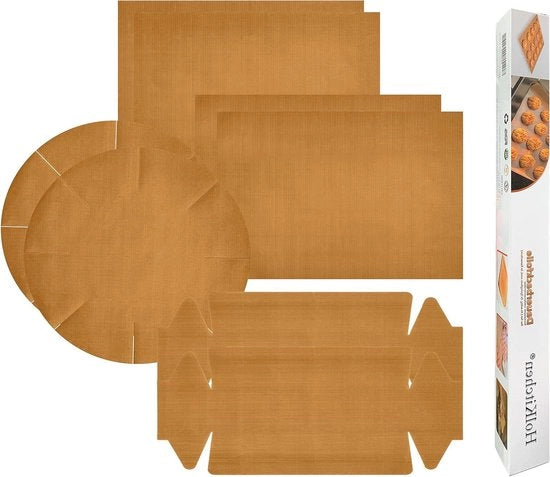Bakbladen premium in materiale duraturo herbruikbaar resistente al calore con rivestimento antiaderente compatibile con lavastoviglie forma quadrata e rotonda per panettone.