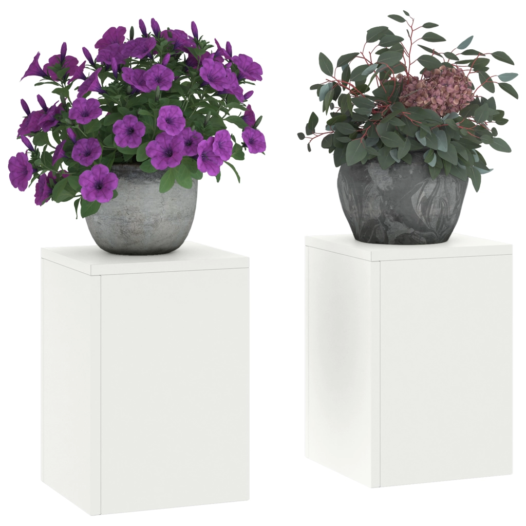 Supporti per Piante da Esterno Pillar 2 pcs Bianco 24x24x35 cm Acciaio