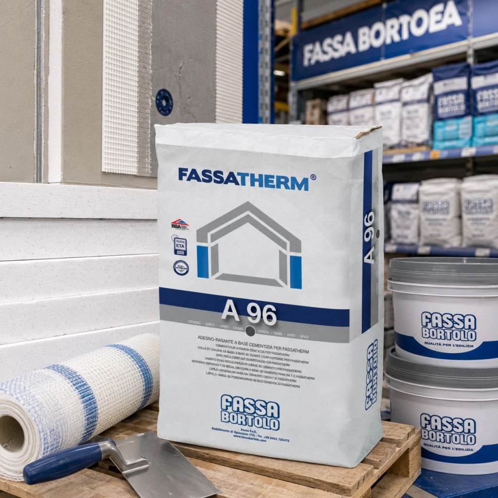 Fassa a 96 collante rasante fibrato per cappotto polistirolo e sughero 25 kg