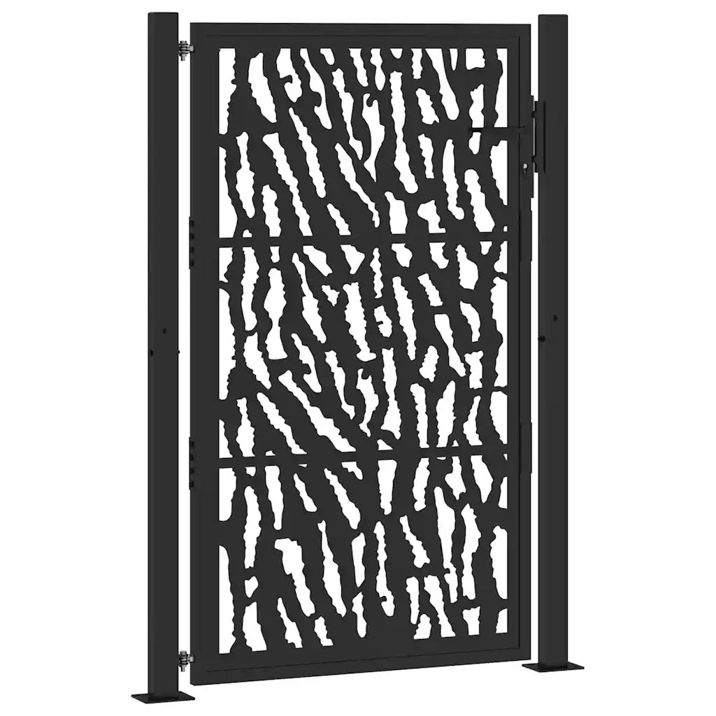 Cancello Giardino Nero 105x155 cm in Acciaio Design a Traccia