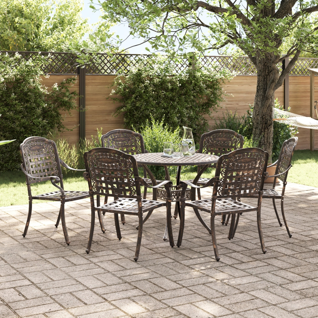 Set da giardino in alluminio bronzeo da 7 pezzi