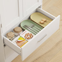 Credenza da Cucina 60x40x159 cm con Armadietto con 8 Ripiani Portaspezie e 2 Cassetti Bianco