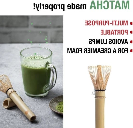 Whisk per Matcha con Manico Lungo - Tradizionale Chasen per la Cerimonia del Tè Verde/Matcha Latte - Guardia per Matcha da Viaggio 

Modello: BAMBOE MATCHA WHISK MET LANGE HANDLE 
Requisiti tecnici: non specificati