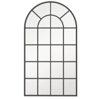 Specchio ad Arco per Casa e Ufficio con Montaggio a Parete, in Vetro e Metallo, 62x2.5x110 cm, Nero