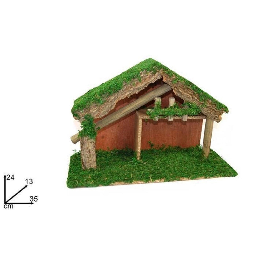 Trade Shop - Capanna Vuota 35x24x13 Cm Muschio Presepe Addobbo Natale Decorazione Natalizio -