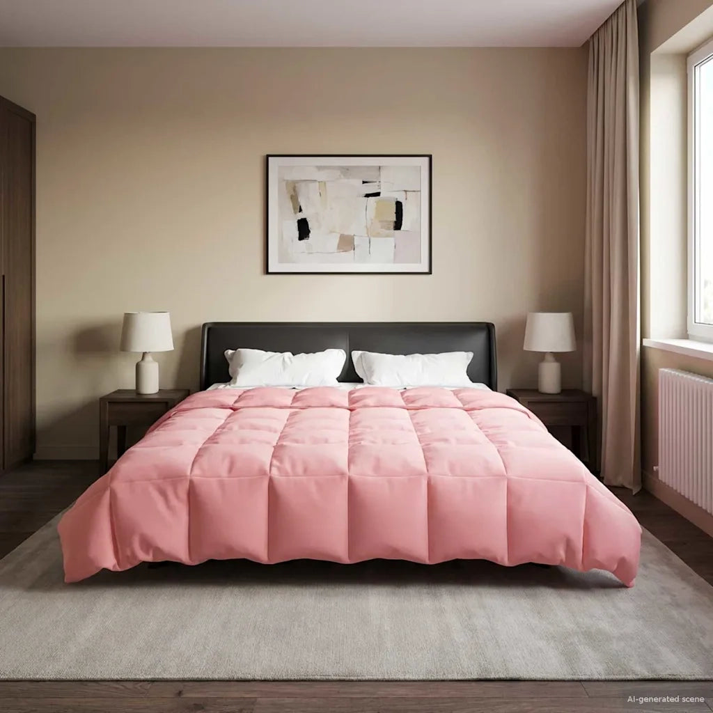Piumone | Duvet Estivo Trapuntato Rosa 200 x 220 cm Microfibra