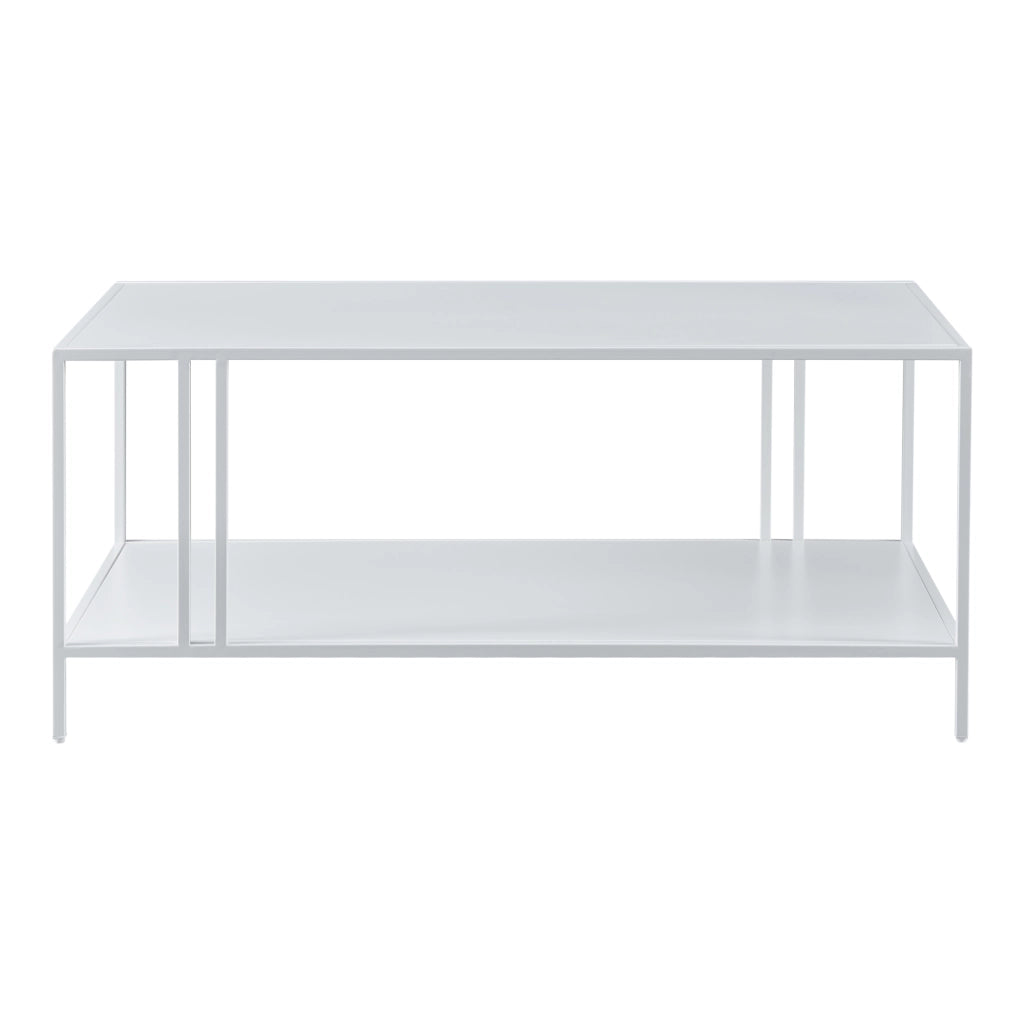 Tavolino Basso Kumlinge in Metallo con Ripiano 47 x 110 x 55 cm Bianco [en.casa]