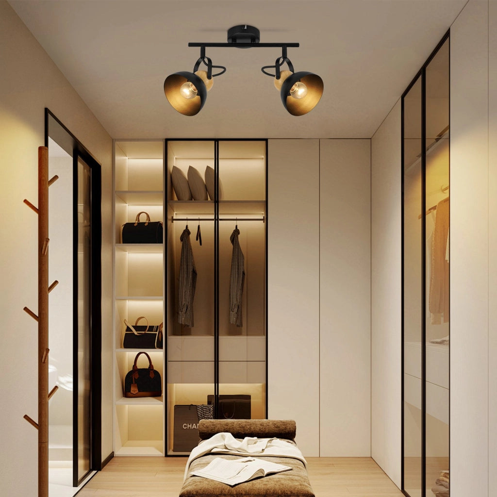 ZMH Faretto da soffitto a 2 luci orientabile a 350° Vintage Plafoniera Soggiorno