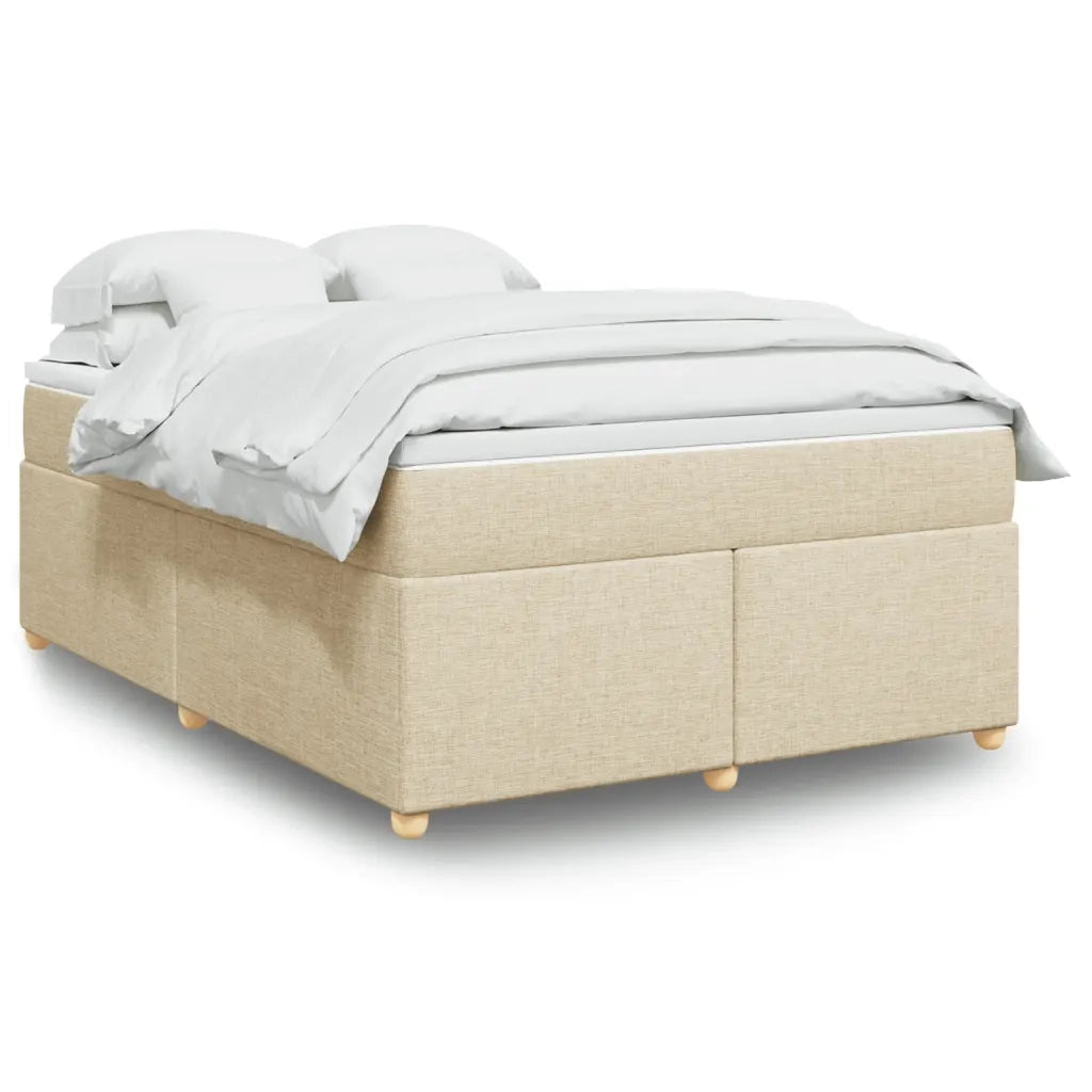 Giroletto a Molle con Materasso Crema 160x200 cm in Tessuto
