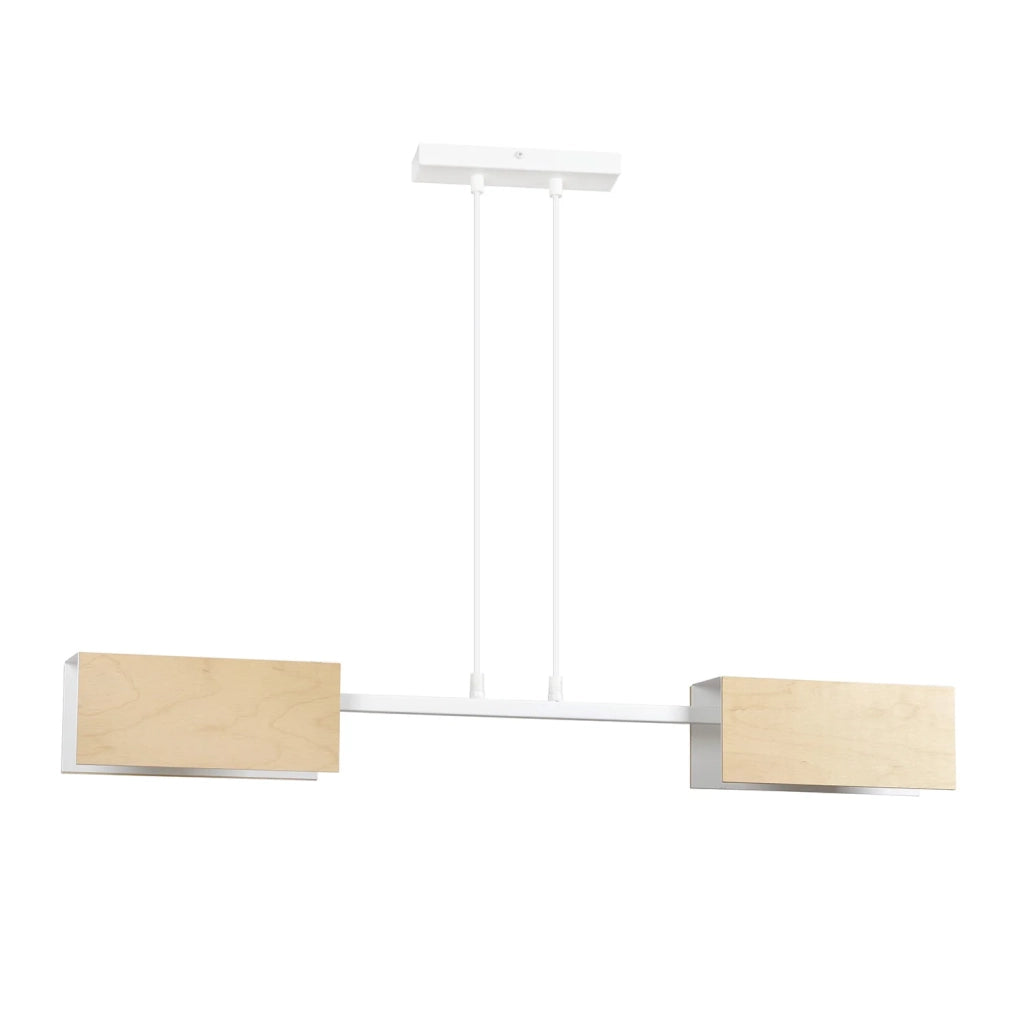Lampadario Minimal Sarutahiko Acciaio Bianco 2 Luci E27 Ip20