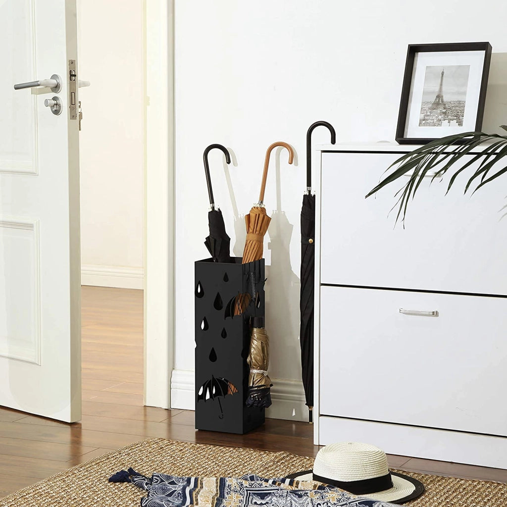 Portaombrelli Valora LUC49B in metallo nero dal design moderno per l'ingresso