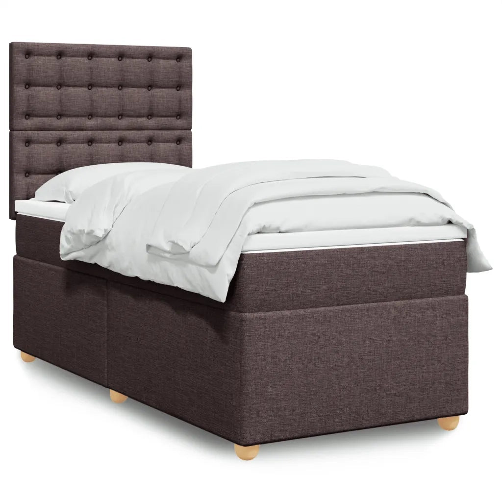 vidaXL Giroletto a Molle con Materasso Marrone Scuro 100x200cm Tessuto