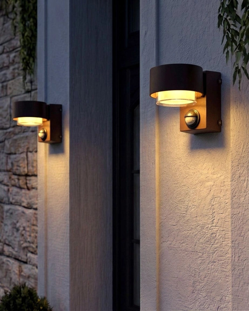 Set di 2 lampade da parete a LED per esterni in alluminio marrone 10 cm dal design moderno