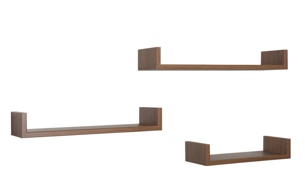Set 3 Mensole da Parete 60-50-40x15,5x8 cm in Fibra di Legno Calamita Rovere Tabacco