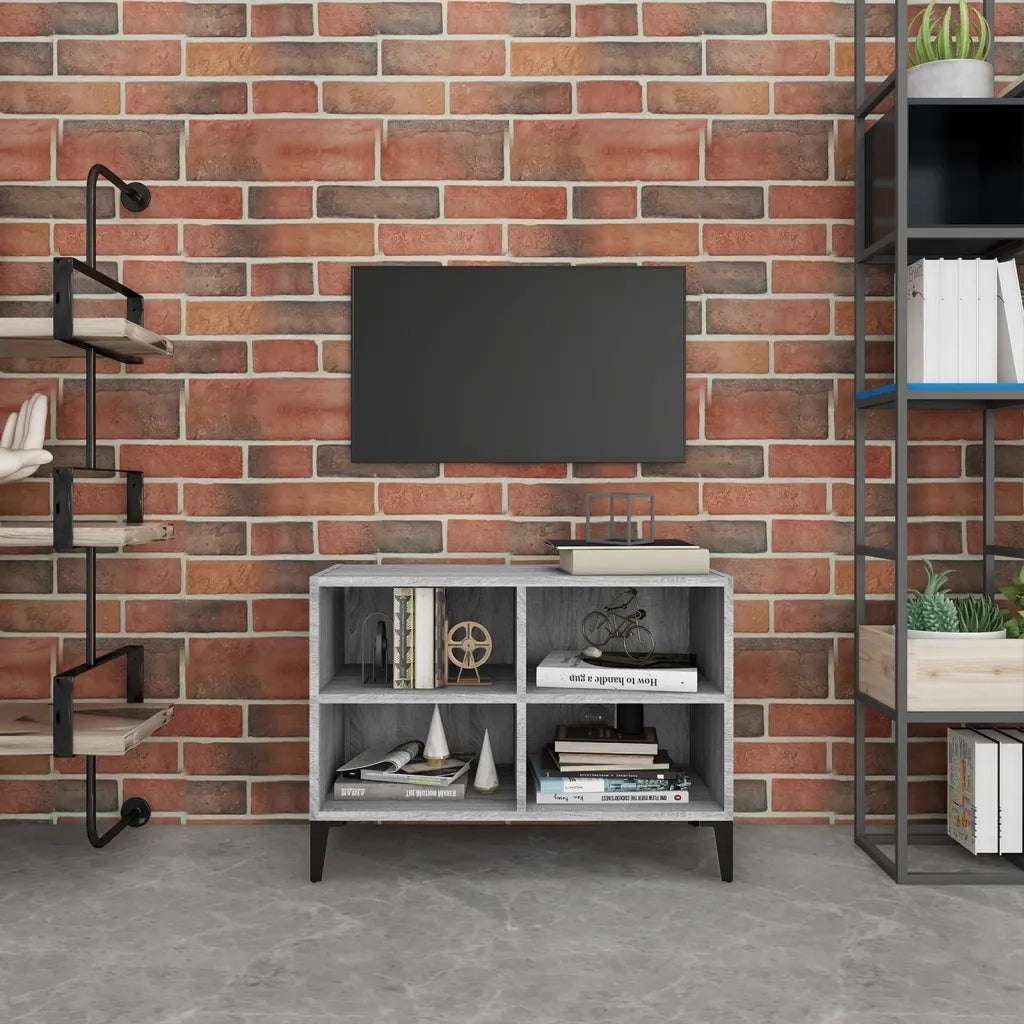 Mobile TV con Gambe in Metallo Grigio Sonoma 69,5x30x50 cm 813150