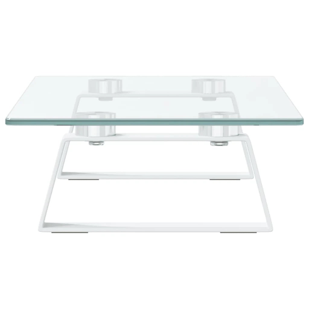 Supporto per monitor mobile da scrivania 40 x 20 x 8 cm vetro temperato e metallo bianco 02_0044859