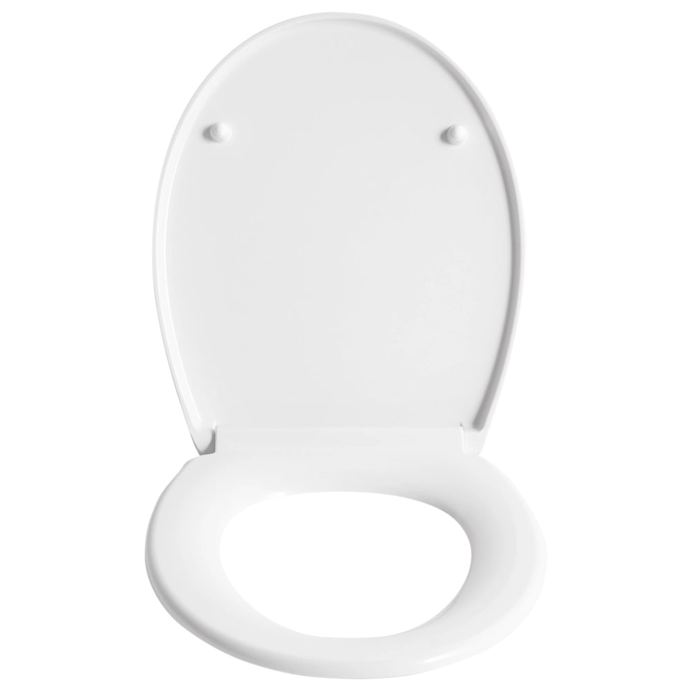Sedile per wc Duroplast bianco 45 x 37 cm Distanza tra i fori 16 cm Chiusura morbida a sgancio rapido Stile minimalista wc bagno