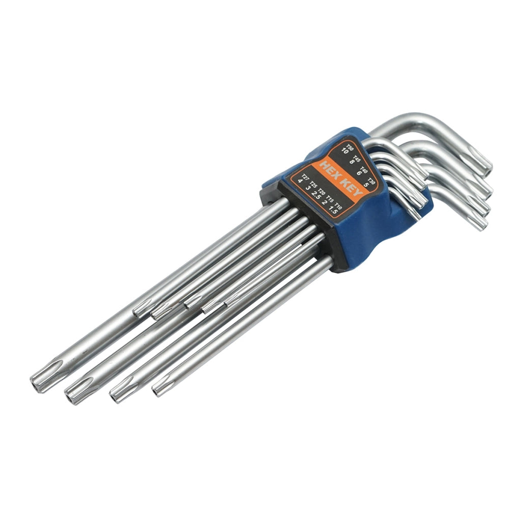 Set di 9 chiavi esagonali Torx T10-T50 (1,5-10 mm) con braccio lungo e testa sferica Cr-V