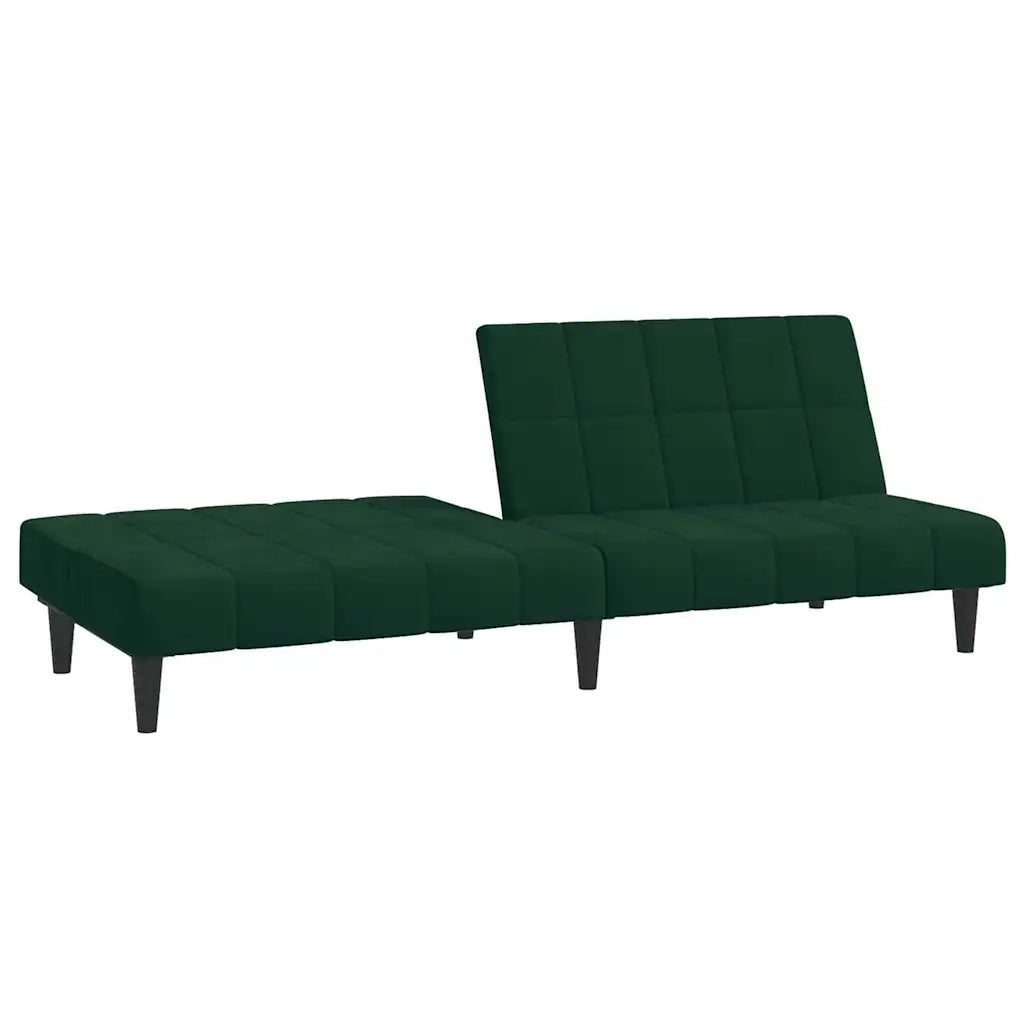 Divano Letto a 2 Posti Verde Scuro in Velluto 375843