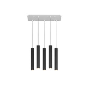 Lampadario Industrial-Minimal Xeana Metallo Bianco Nero 5 Luci Gu10