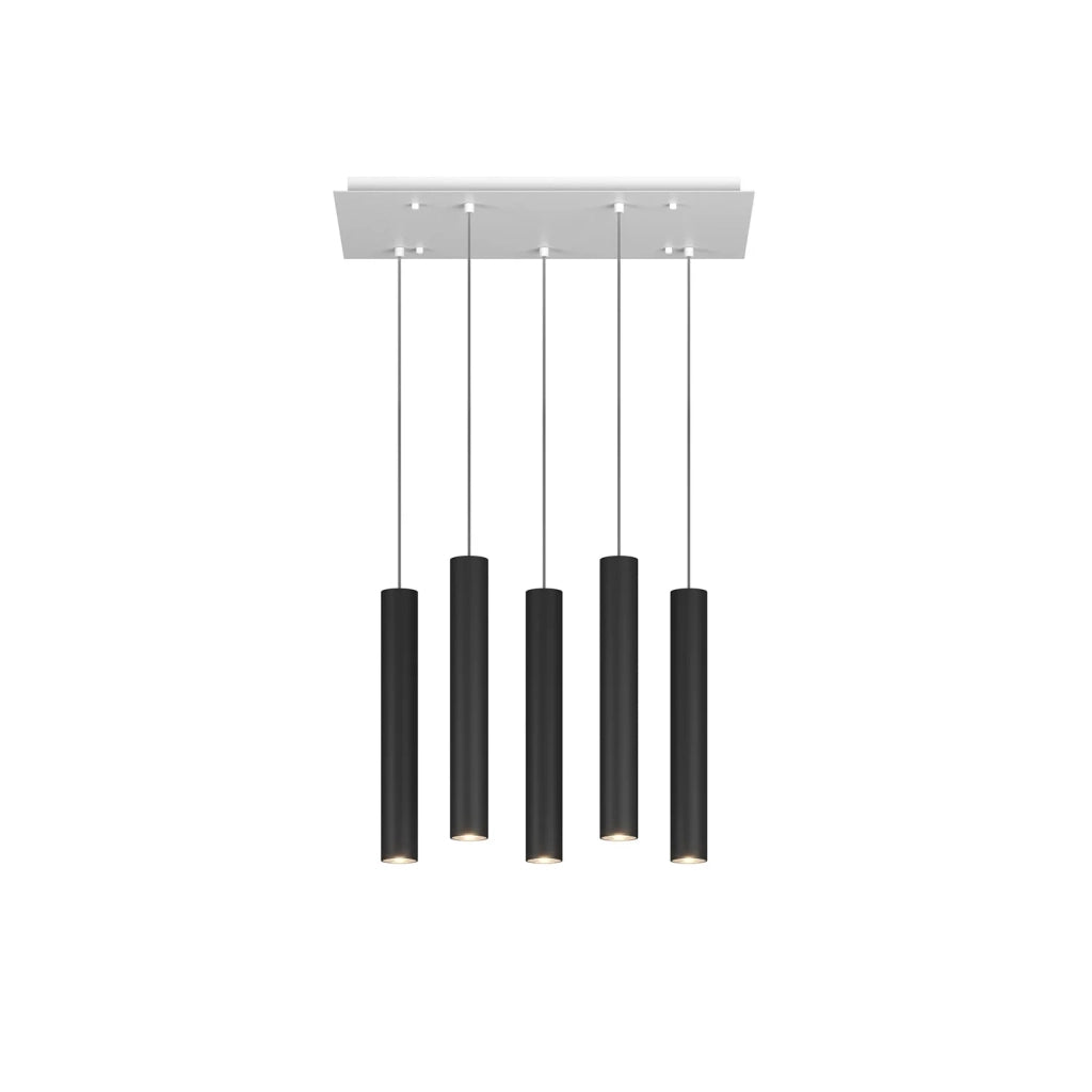Lampadario Industrial-Minimal Xeana Metallo Bianco Nero 5 Luci Gu10