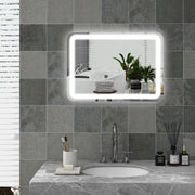 SPECCHIO BAGNO LED 50x70 cm Argento in vetro temperato