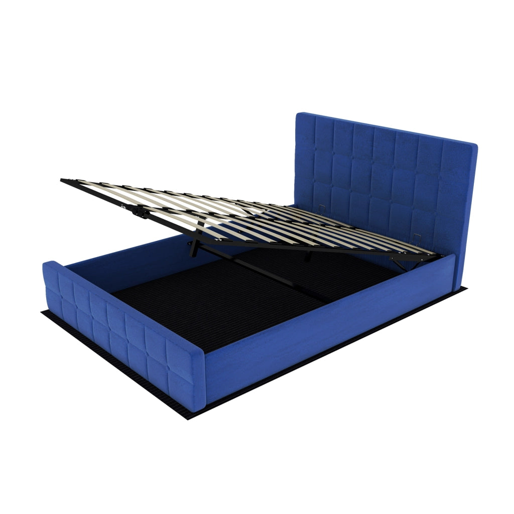 letto imbottito in velluto blu 140 x 200 cm