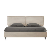 BS COM Letto matrimoniale king size senza rete imbottito 180x210 microfibra sabbia