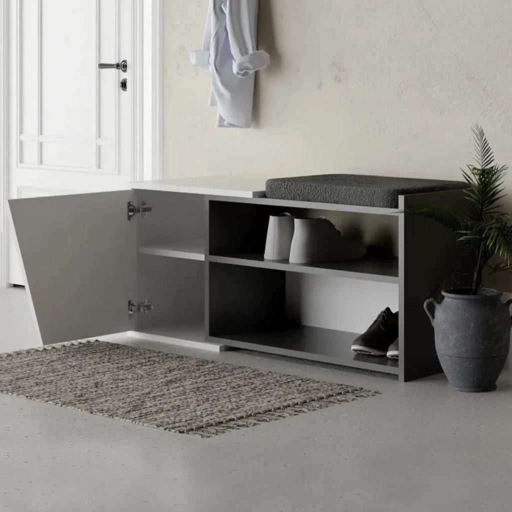 Mobile Portascarpe Neneng, Scarpiera 2 Ripiani, 105x38x47h cm Nero Antracite