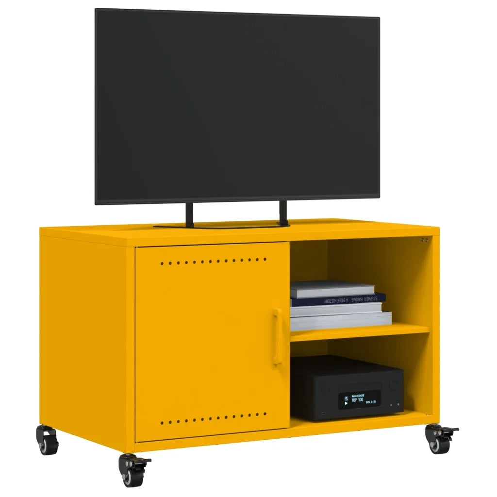 Mobile TV Giallo Senape 68x39x43,5 cm in Acciaio 846671