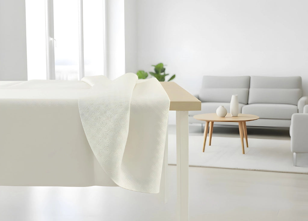 Mollettone Copritavolo Gommato Antiscivolo Protezione Tavolo Colore Bianco - 140x160 - Bianco