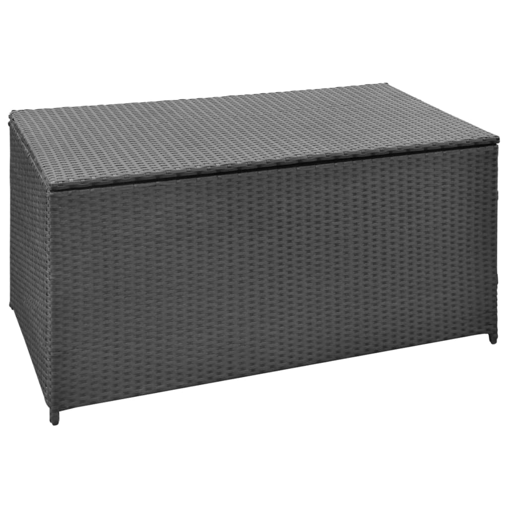 Contenitore da giardino nero 120 x 50 x 60 cm resina intrecciata 02_0013109
