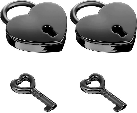 Due Mini Slot Hanger a forma di Cuore in Metallo - Dimensioni 3,74 x 3 cm - Nero