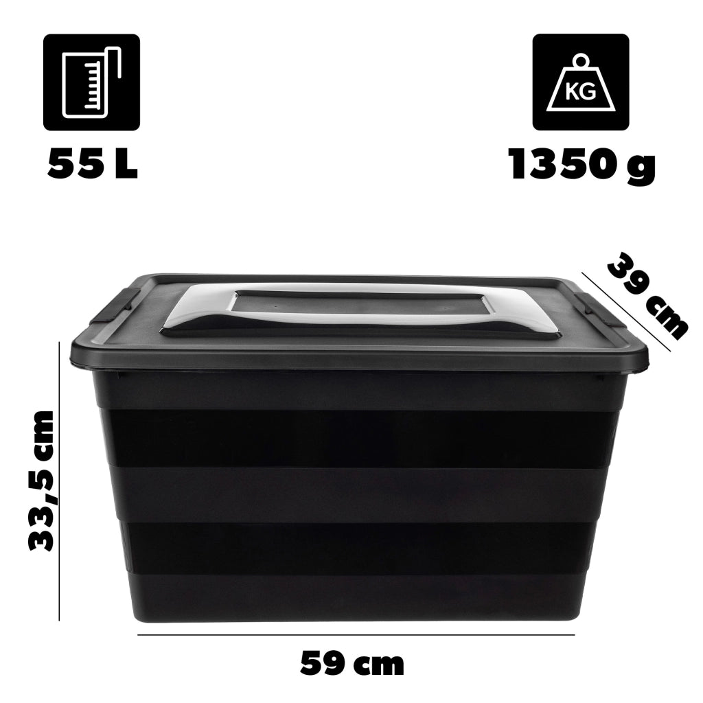 Organizzatore per giocattoli in plastica KADAX da 55 litri con coperchio