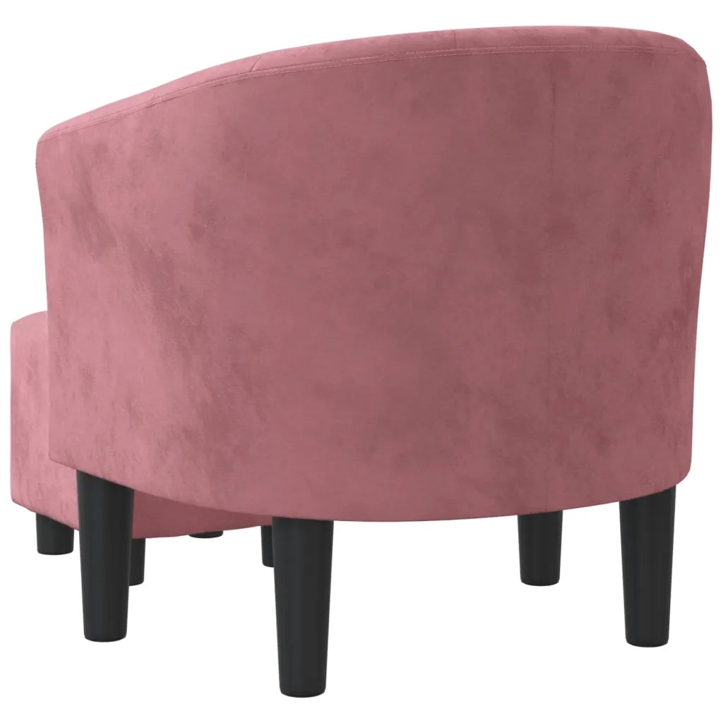 Divano Sedia-Poltrona Cabriolet con Poggiapiedi Rosa in Velluto 742809
