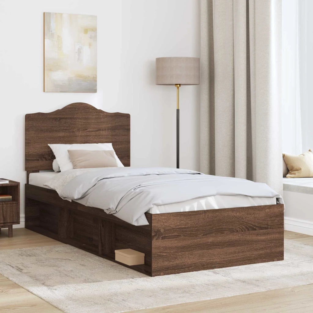 Struttura del letto Rovere Marrone 75 x 190 cm Pino massello
