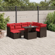 Set Divani da Giardino 8 pz con Cuscini Marrone in Polyrattan 3274684