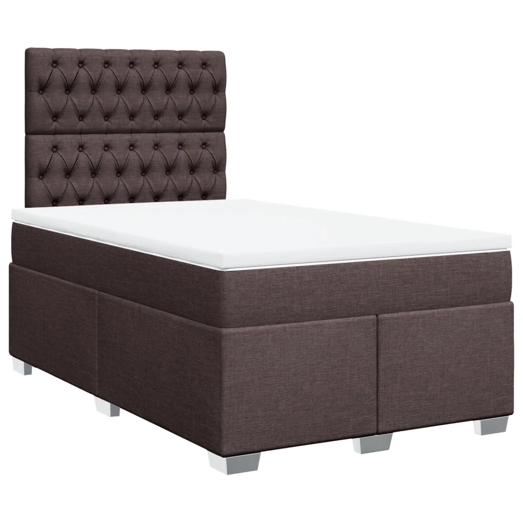 Giroletto a Molle con Materasso Marrone Scuro 120x190cm Tessuto