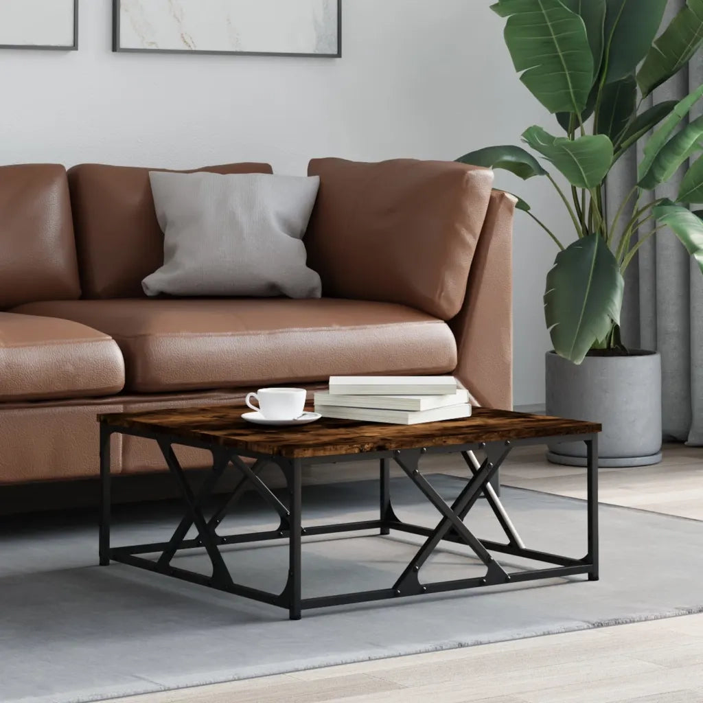 Tavolino da Salotto-Tavolino da soggiorno-Tavolo Rovere Fumo 70x70x30cm in Legno Multistrato