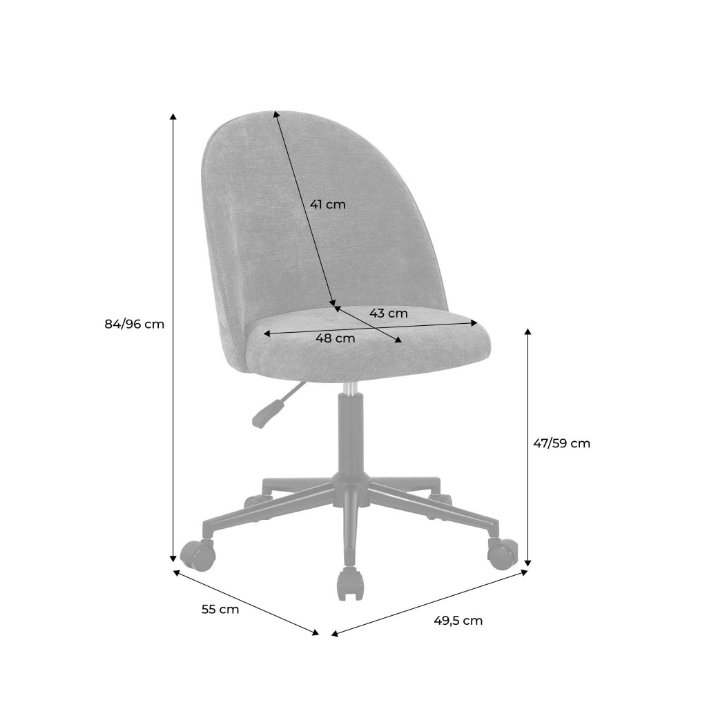 Sedia da ufficio con rotelle in tessuto, rosso