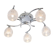 Plafoniera 5 luci G9 cromata vetro tagliato Boyer Endon