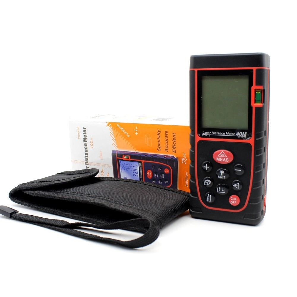 Trade Shop - Misuratore Di Distanza Metro Puntatore Laser Ultrasuoni Display Lcd Misura 40 Mt -