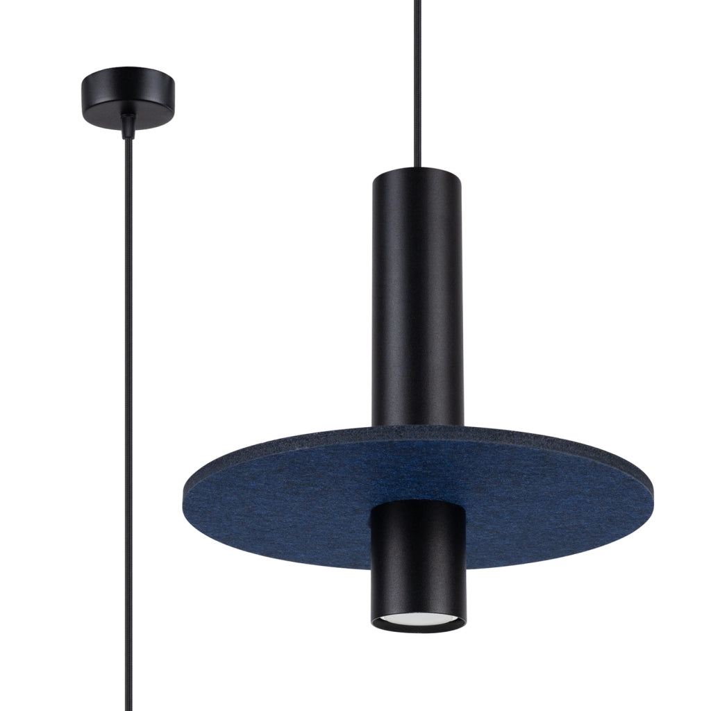 Sospensione moderna nera, disco feltro blu regolabile GU10 SCUTUM