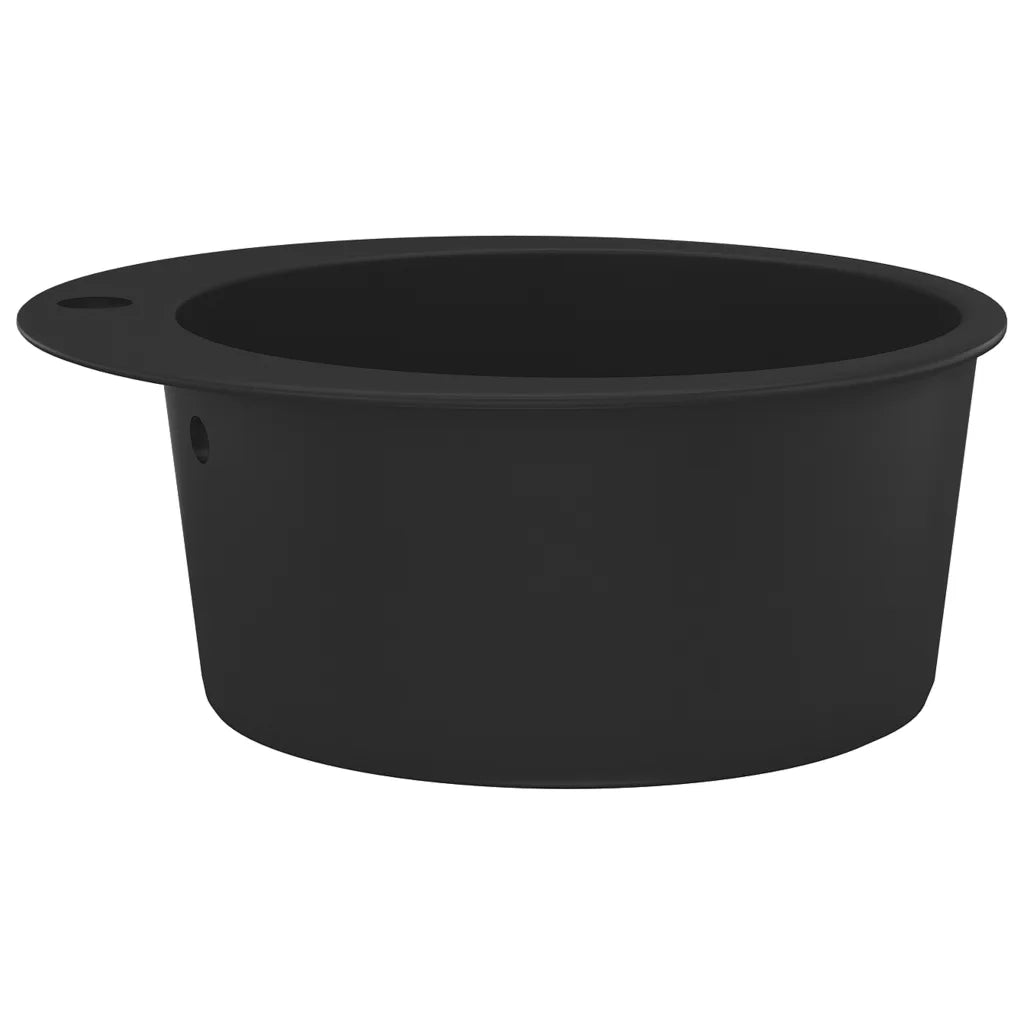 Lavello da Cucina in Granito Vasca Singola Circolare Nero CFW2715666