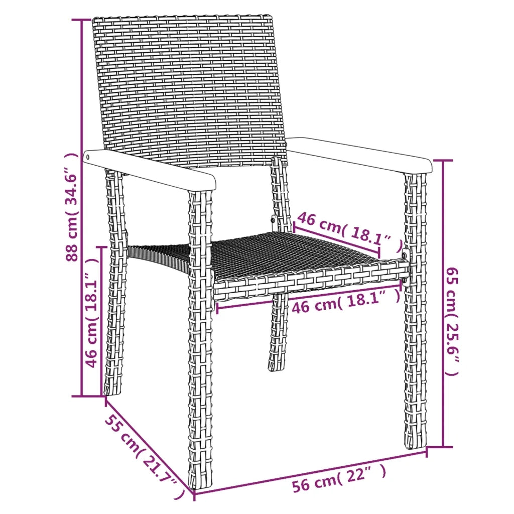 Set da Pranzo da Giardino 7 pz Nero in Polyrattan cod mxl 35787
