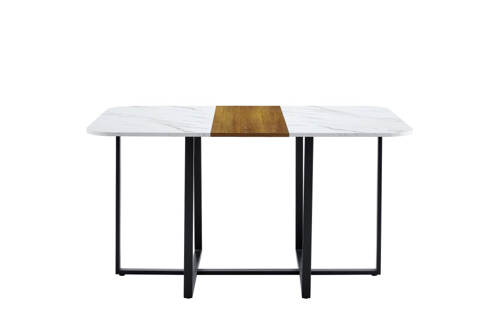 TAVOLO da pranzo 115x71 cm MDF e metallo Nero Bianco Effetto legno