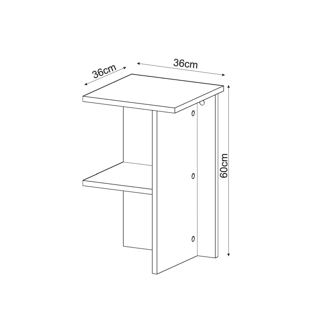 Comodino in legno "Leray" - 36 x 36 x 60 cm - Travertino