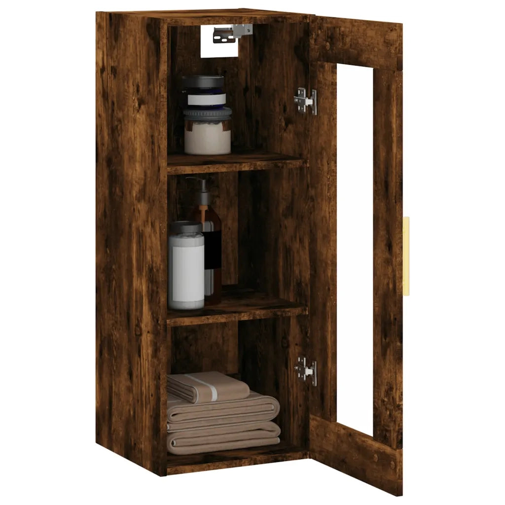 Armadietto a Muro | Mobile a Parete Rovere Fumo 34,5x34x90 cm